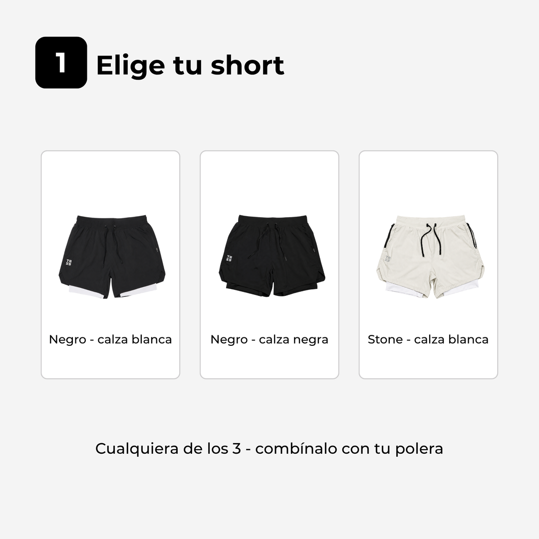 Cómo armar tu combo · Paso 1 elige tu short