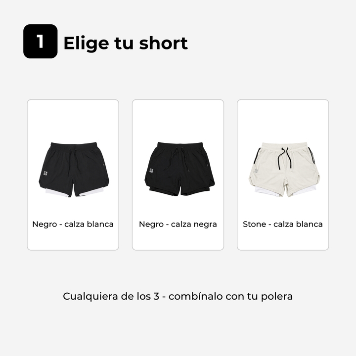 Cómo armar tu combo · Paso 1 elige tu short